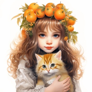 可爱小女孩手捧橘猫