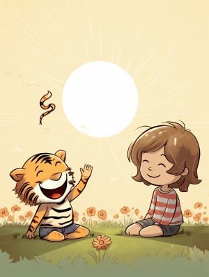 英俊小老虎少年和仙气小兔子少女相遇的甜蜜画面