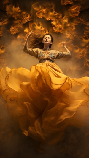 中国古代衣服美女倒立漂浮半空中，横伸直腾空姿势加入黄飞鸿元素