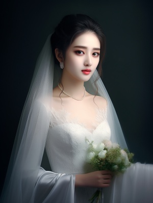 中国女性婚纱照，经典简约风格，高清超真实