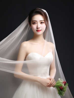 中国女性婚纱照，经典简约风格，高清超真实