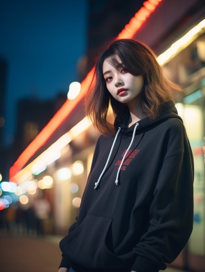 Street Style Photo of Korean Girl at Twilight