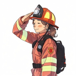 女消防员的敬礼姿势