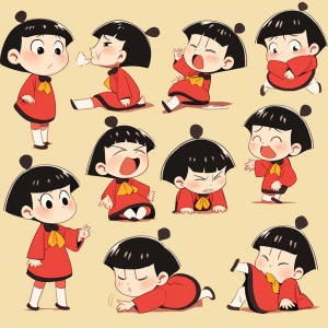 Chibi Maruko-Q: A Vibrant Manga Character with a Range of Emotions and Poses