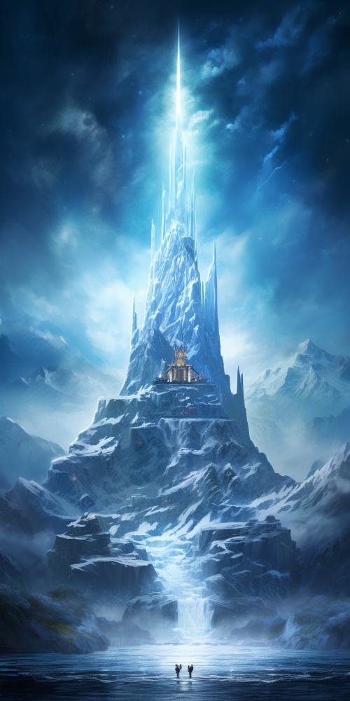 宏伟的永恒之塔散发着冰蓝色光芒