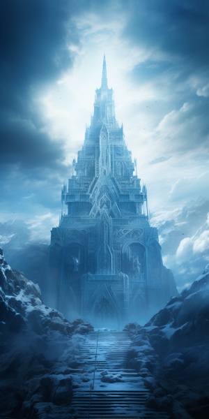 宏伟的永恒之塔散发着冰蓝色光芒
