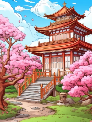 中国房屋壁纸的数字绘画与绘画风格描绘