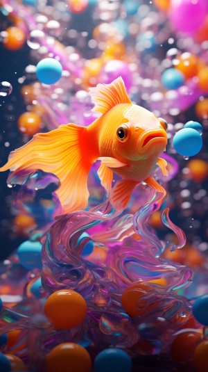 夏日光滑细腻的糖果色鱼：3D卡通风格的Tilt-shift摄影