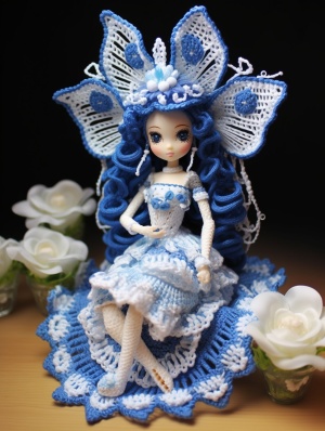 Crochet fairy doll, blue and white porcelain creates fairy styleCrochet creates a flower fairy, and the blue and white porcelain skirt reflects the red lotus.The exquisiteness and meticulousness are unparalleled, and the fairy spirit lingers like a dream.The shimmering light illuminates the body, and the shy smile enters the picture.I don't know where it comes from, it is so misty that it amazes all sentient beings and praises it endlessly.#MyHandmadeDaily#crochet #crochet doll #crochet #handcrochet