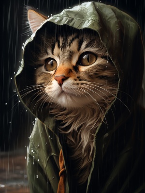 雨中哭泣的猫咪