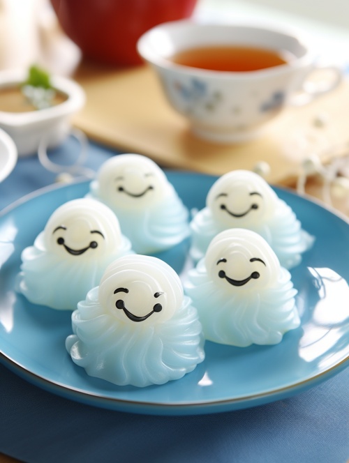 https:s.mj.runl-gcHxb0RGg chinese traditional glue pudding for happy new year,There is a cute smiling expression on the surface of dumplings. in the style of soft edges and atmospheric effects, The background is a round moon, sky-blue and white, soft-focus portraits, light crimson and white, carving, affandi, dreamlike atmosphere, soft-focus technique stylize 750 iw 2
