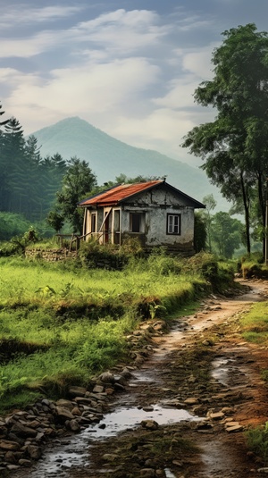 Rural House with Multiple Filter Effect and UHD Image