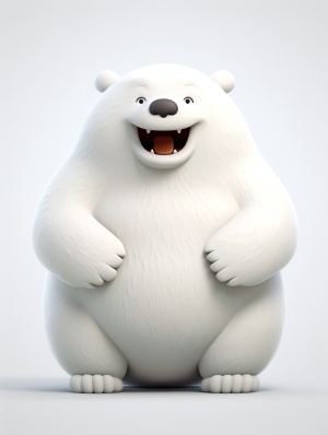 Chubby Cute Polar Bear with Funny Expressions in Minimalist Cartoon Style