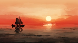 孤帆一片，从夕阳的日边漂来
