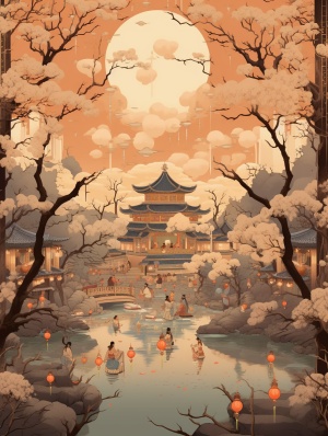 The sound of Sheng fills the city of spring | Impressions of Lantern Festival #元xiao节#illustration #oriental aesthetics #tang #scene illustration #古风illustration #sceneillustration #古风 #国风 #国风illustration #元肖节illustration