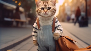 开学第一天，小猫咪长大了，学会自己上学了