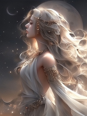 银发美少女战士月亮舞动星光，散发勇气与自信