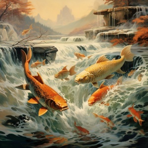 金色龙门：小鲤鱼蜕变的壮丽一瞬