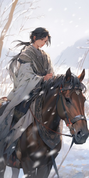 男青年骑马草原