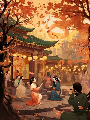 The Enchanting Melody of Sheng: A Glimpse of Lantern Festival in Ancient Oriental Aesthetics