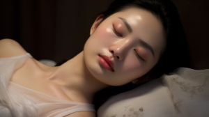 中国圆脸女人睡懒觉