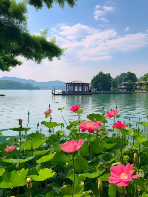 杭州西湖风景超细超分辨率8k图像质量全景