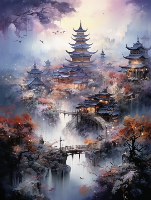 明亮大气的32K中国古城之梦幻光效与细腻纹理
