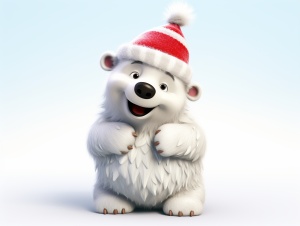 皮克斯风格始终可爱的圣诞北极熊