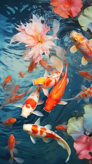 Swimming Goldfish: 3D Rendering of Highly Detailed Abstract Art