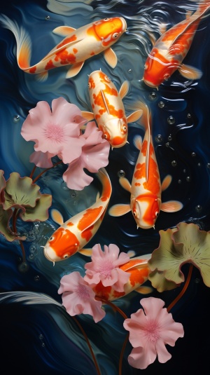 Swimming Goldfish: 3D Rendering of Highly Detailed Abstract Art