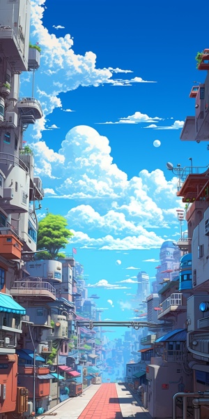 漫画系，宫崎骏风格，天空之城，手机壁纸，线条流畅，32k