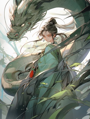 Chinese Girl in Hanfu: Attack Dragon with Chinese Sword