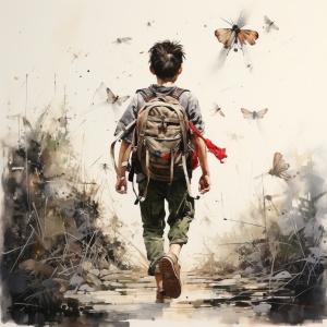 男孩背包里的墨迹昆虫：乡村现实主义电影海报