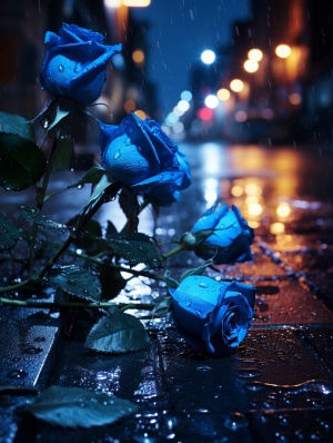 超高清路面上的蓝玫瑰
