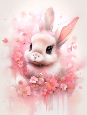 可爱的粉色兔子