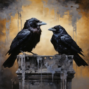 一只黑色的乌鸦和一只黑色的鸽子
