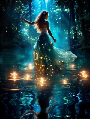 ✨夜光之舞✨：森林中的光之精灵森林中的光之精灵🧚‍♀，她穿着由星辰编织的裙子👗，脚踏月光之波，轻盈地在水面舞踏💫。每步落下，皆起涟漪，仿佛是夜空下最明亮的星✨。让我们放下尘世的烦恼，跟随这位光之精灵，一同寻找那份属于自己心灵的净土🌈。#光影艺术 # 治愈#光之精灵 #森林夜曲 #心灵之旅 #图文素材 # 治愈#光之精灵 #森林夜曲 #心灵之旅#好看壁纸 #精灵