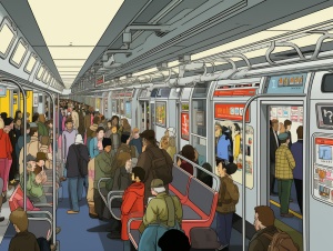 密密麻麻的人群：高分辨率全身视角的挤满人的地铁